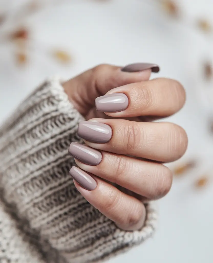 early fall nails Muted Mauve in Short Square Calm