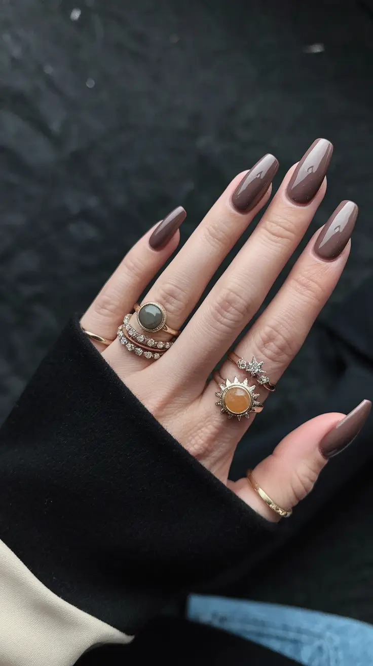 early fall nails Espresso Brown Gloss