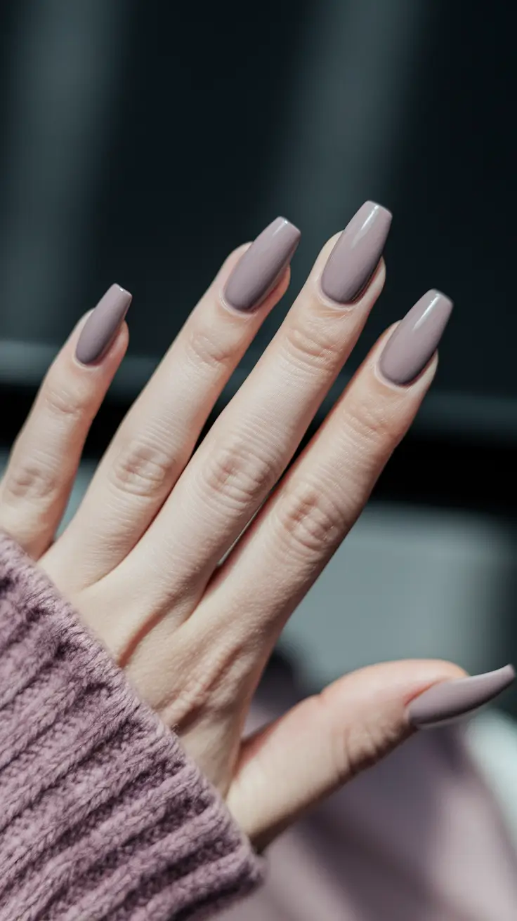 early fall nails Chic Taupe in Long Square Elegance