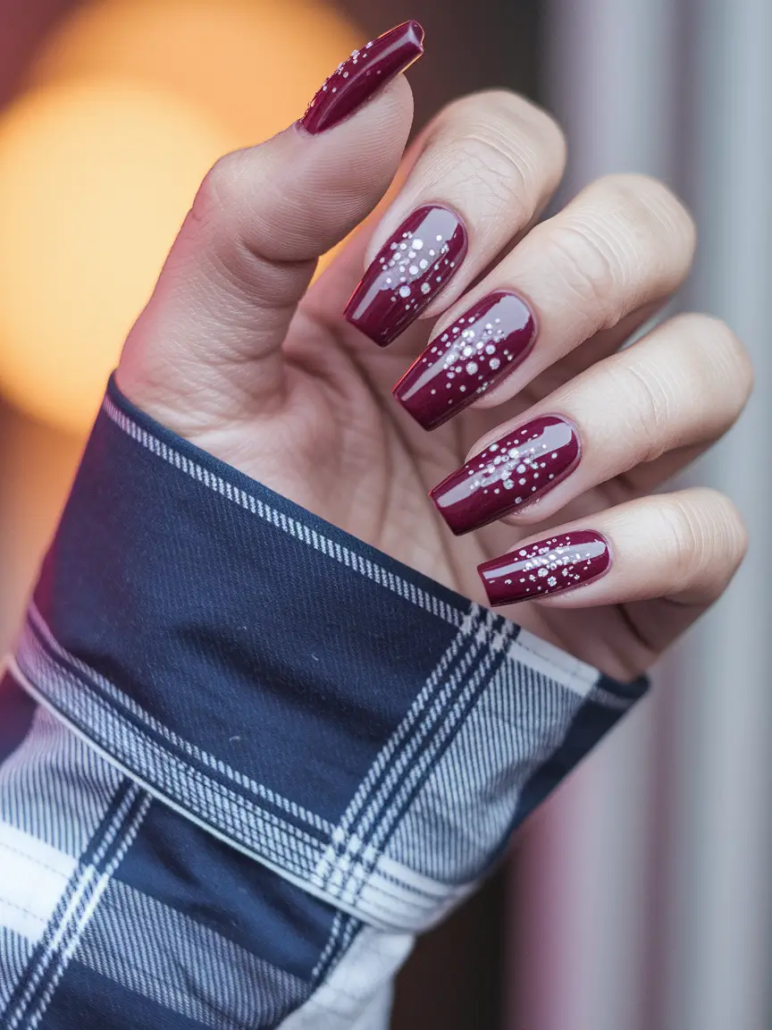 early fall nails Wine Red Sparkle Drama