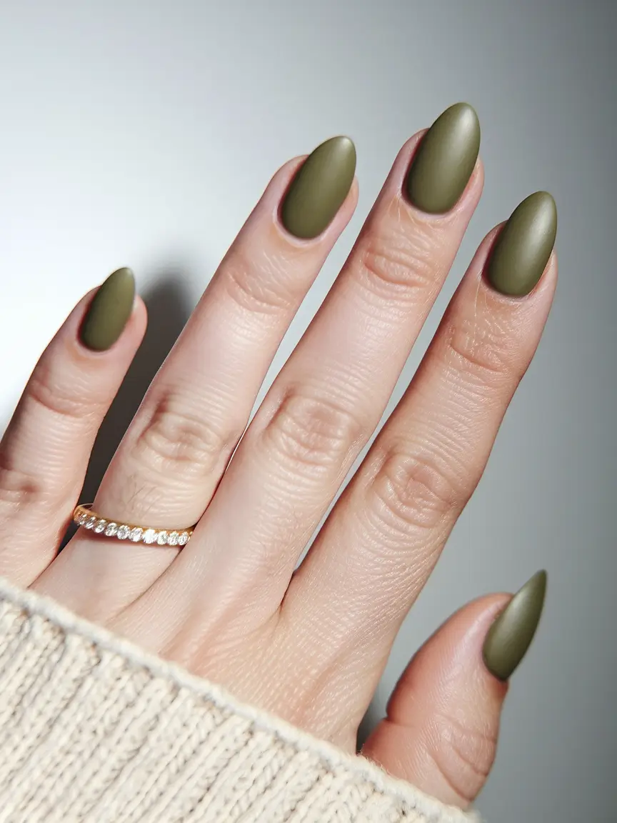 early fall nails Muted Sage in Matte Minimalism