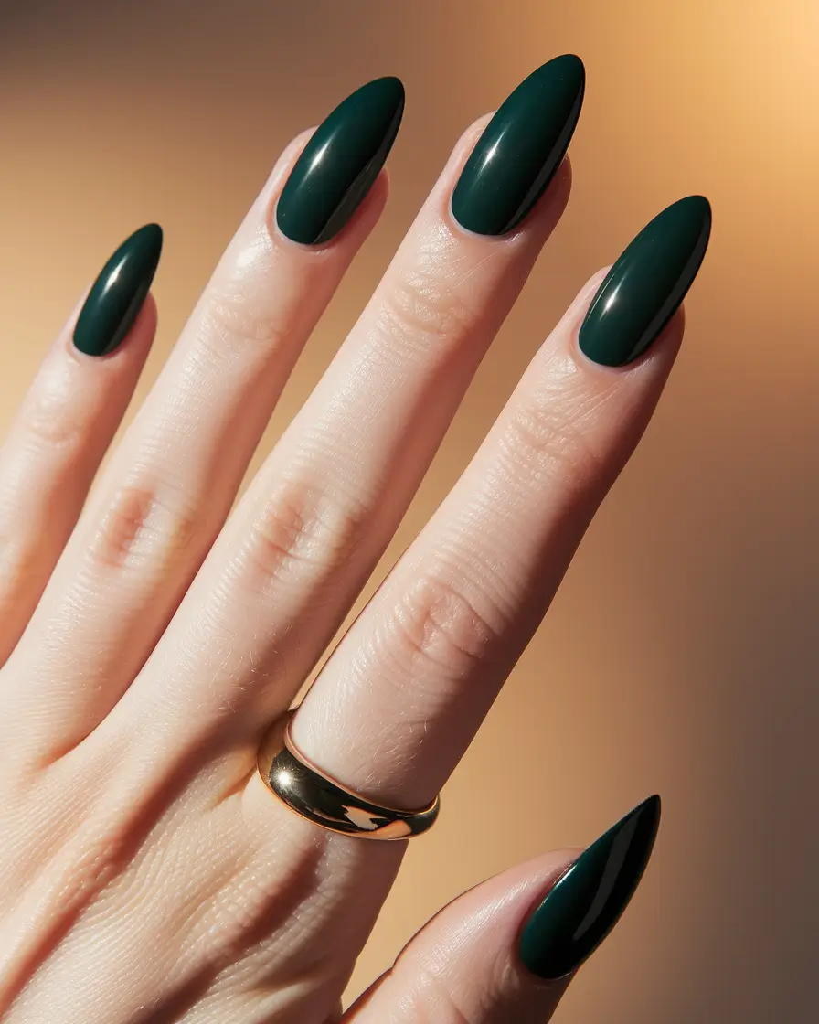 fall acrylic nails almond Deep Forest Baddie Almond