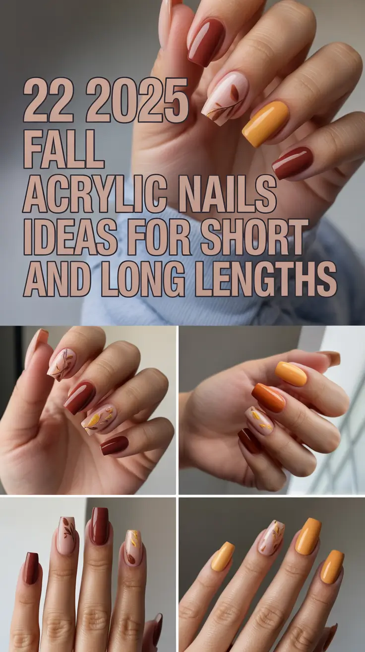 2025 Fall Acrylic Nails Ideas for Short and Long Lengths: Trendy Designs in Almond and Square Shapes