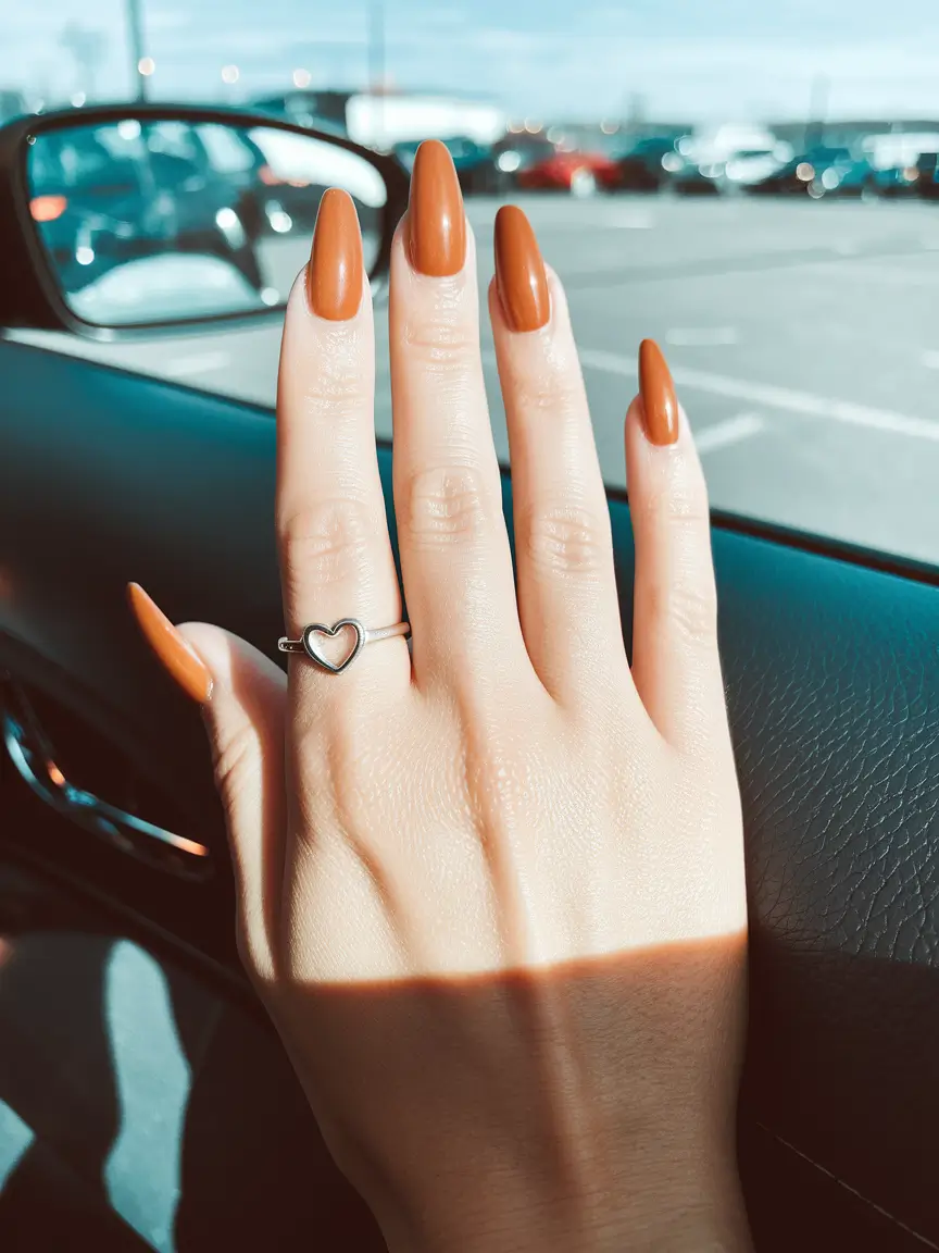 fall acrylic nails autumn coffin Cinnamon Glaze Coffin for Sunlit Drives