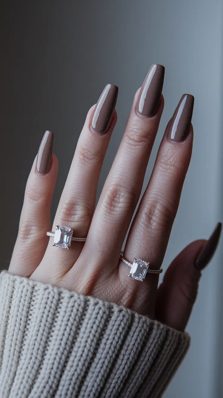 fall acrylic nails square Coffee Cream Square Gloss