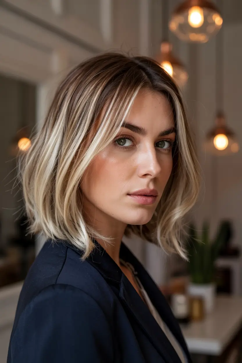 fall bob haircut Face-Framing Blunt Blonde with Edgy Elegance