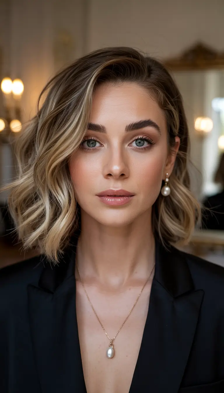 fall bob haircut Stacked Soft Volume with Side Glow