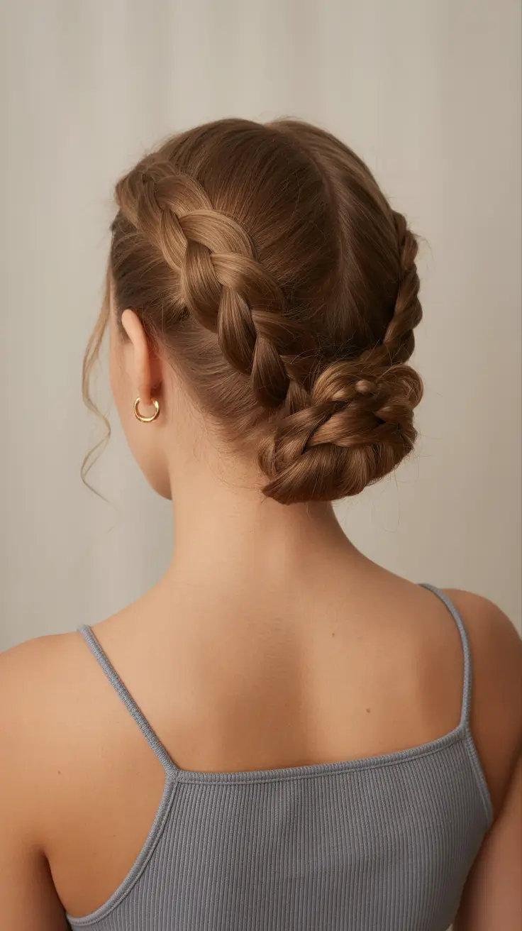 fall braids hairstyles Elegant Folded Braid Bun for Cozy Evenings