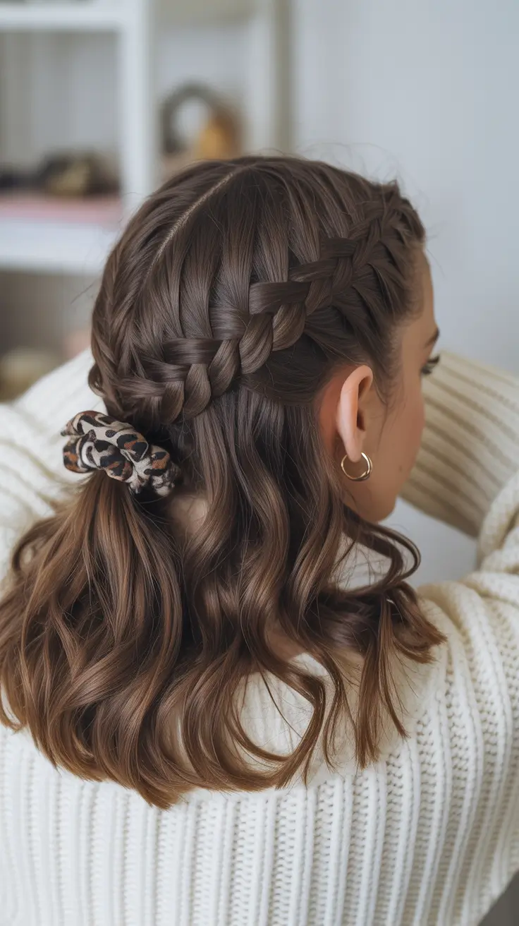fall braids hairstyles Half-Up Crown Braids with a Wild Twist