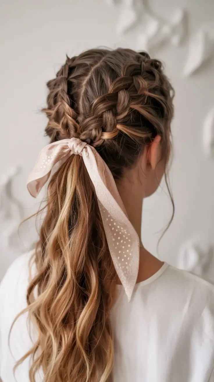 fall braids hairstyles Half-Up Crown Braids with a Wild Twist