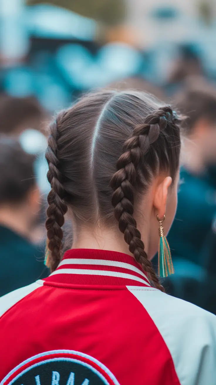 fall braids hairstyles Classic Center-Part Twin Braids for Everyday Ease