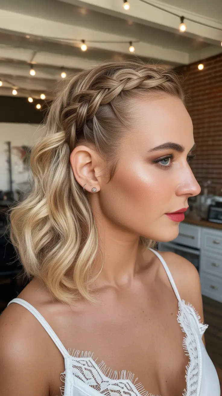 fall hairstyles for braids Side Crown Braid with Soft Curls