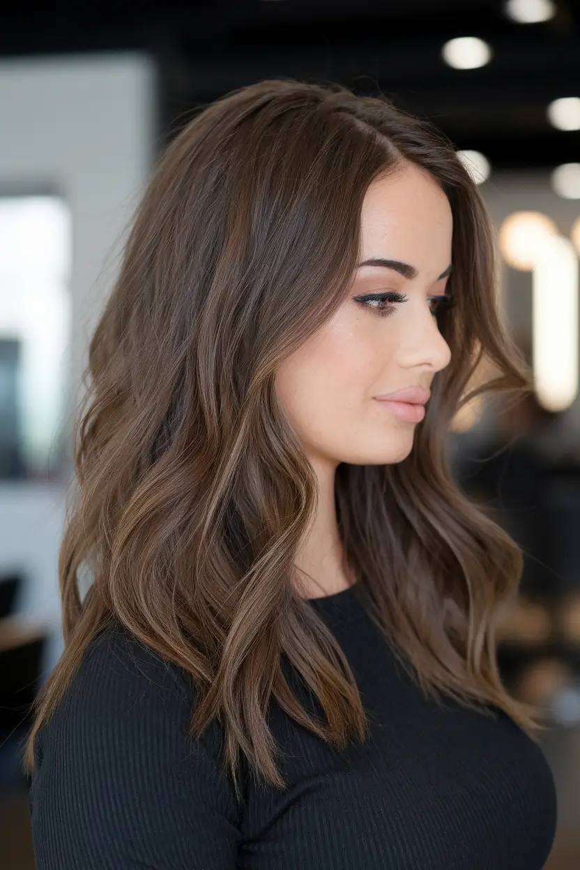 fall brown hair color Soft Cinnamon Melt with Lived-In Layers