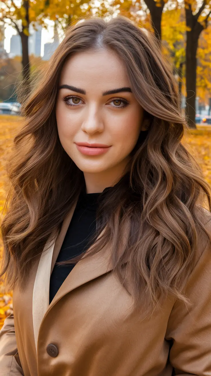 fall brown hair color brunettes Silky Soft Truffle Waves