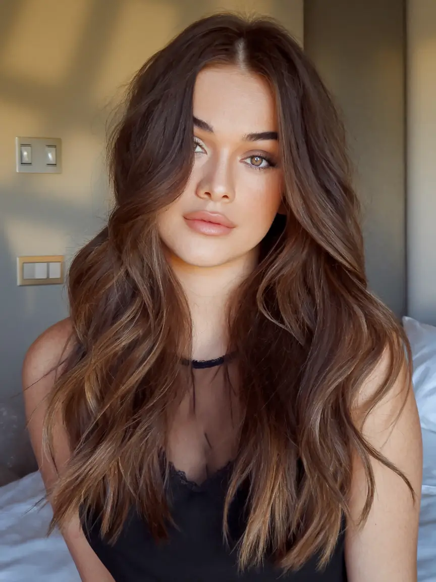 fall brown hair color 2025 Espresso-Laced Brunette