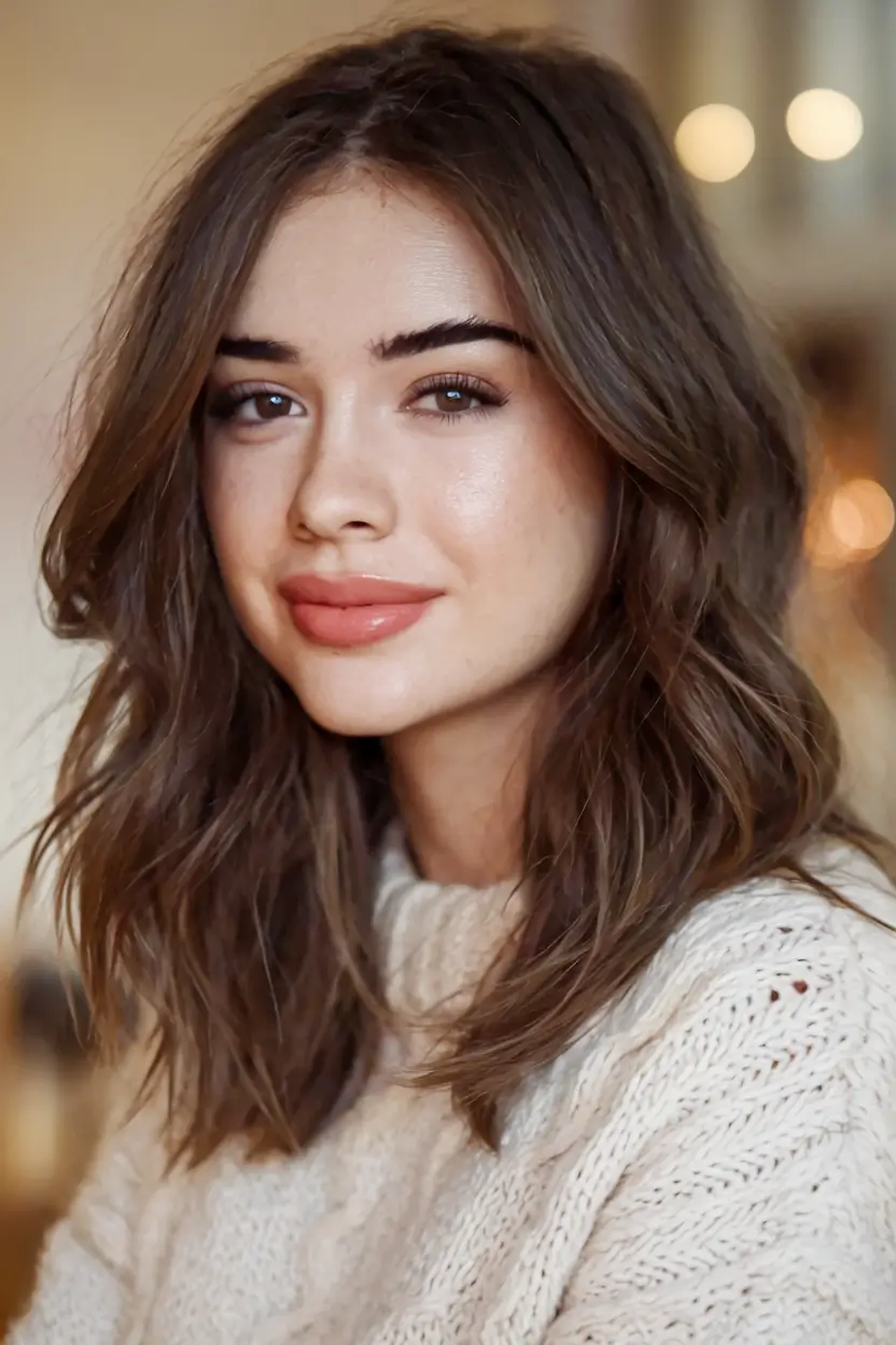 fall brown hair color brunettes short Toasted Almond Tousle