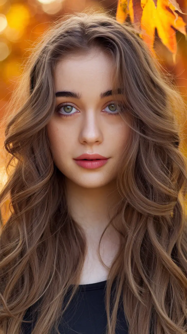 fall brown hair color pale skin Maple Sugar Waves
