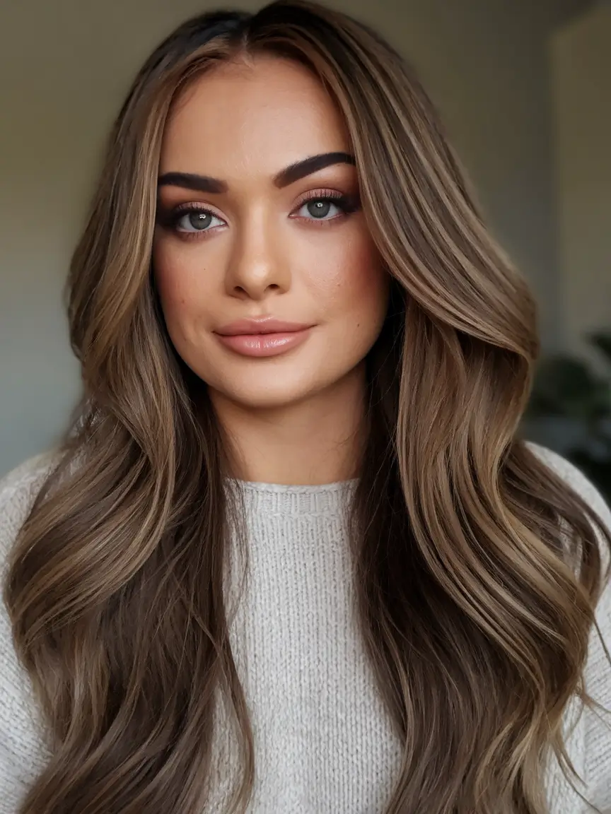 fall brown hair color Deep Mocha Layers with Subtle Ash Undertones
