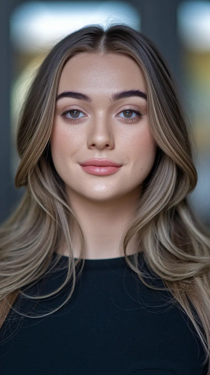 fall brown hair color Soft Maple Glow with Blonde Peekaboo Lights