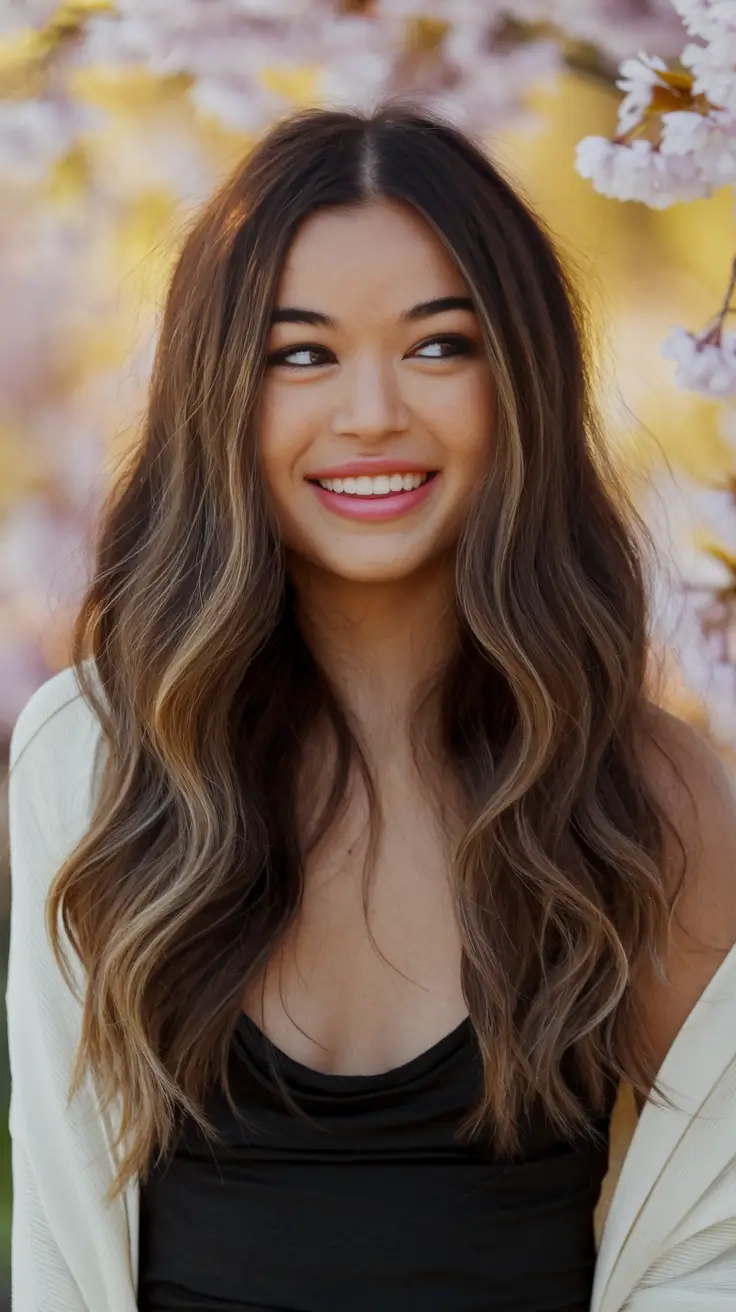 fall brown hair color balayage Dimensional Mocha Length