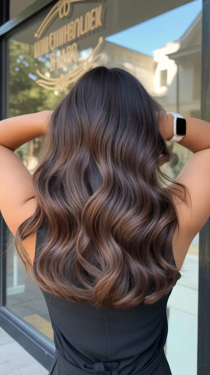 fall brunette hair color ideas Chestnut Brunette with Dimensional Lowlights