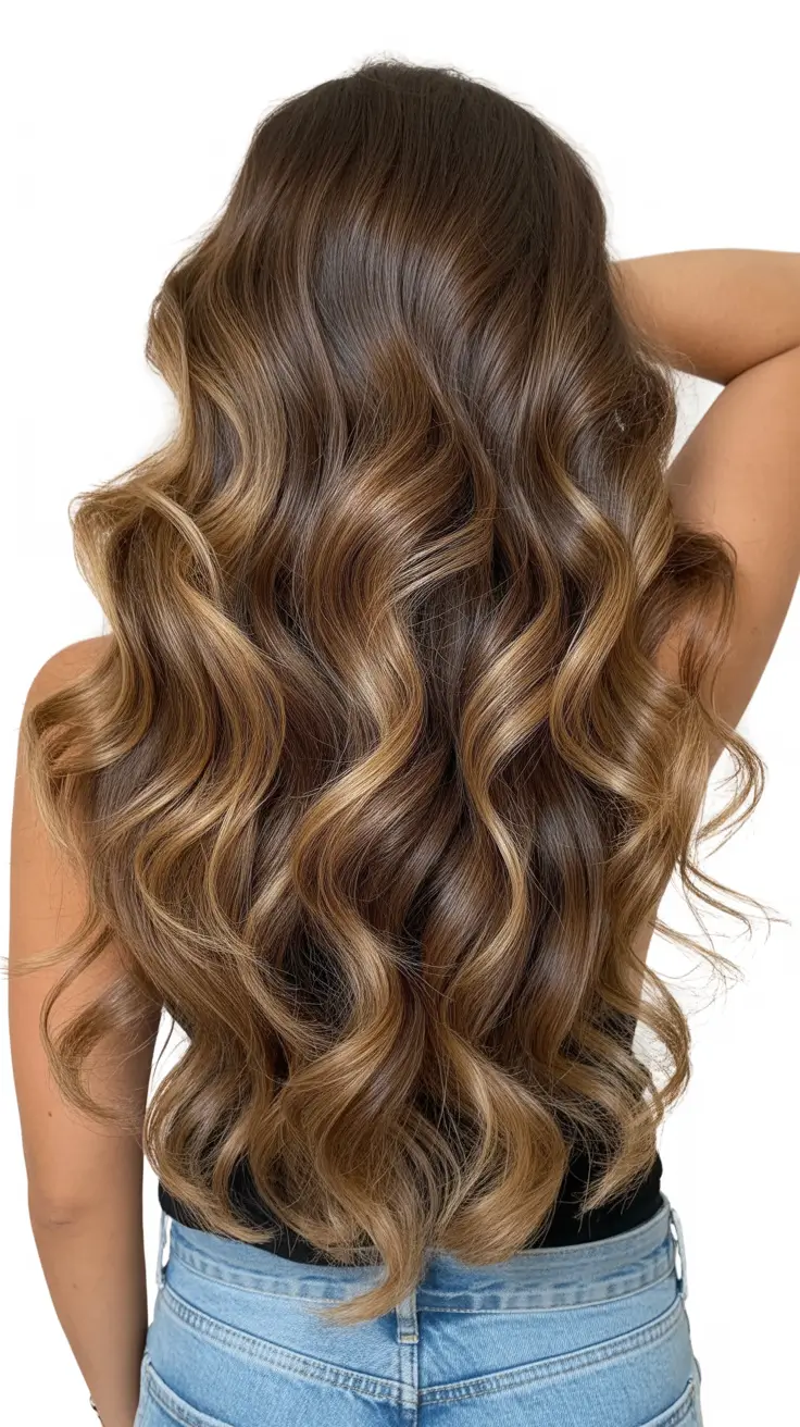 fall brunette hair color ideas Glossed Hazelnut with Cinnamon Ribbons