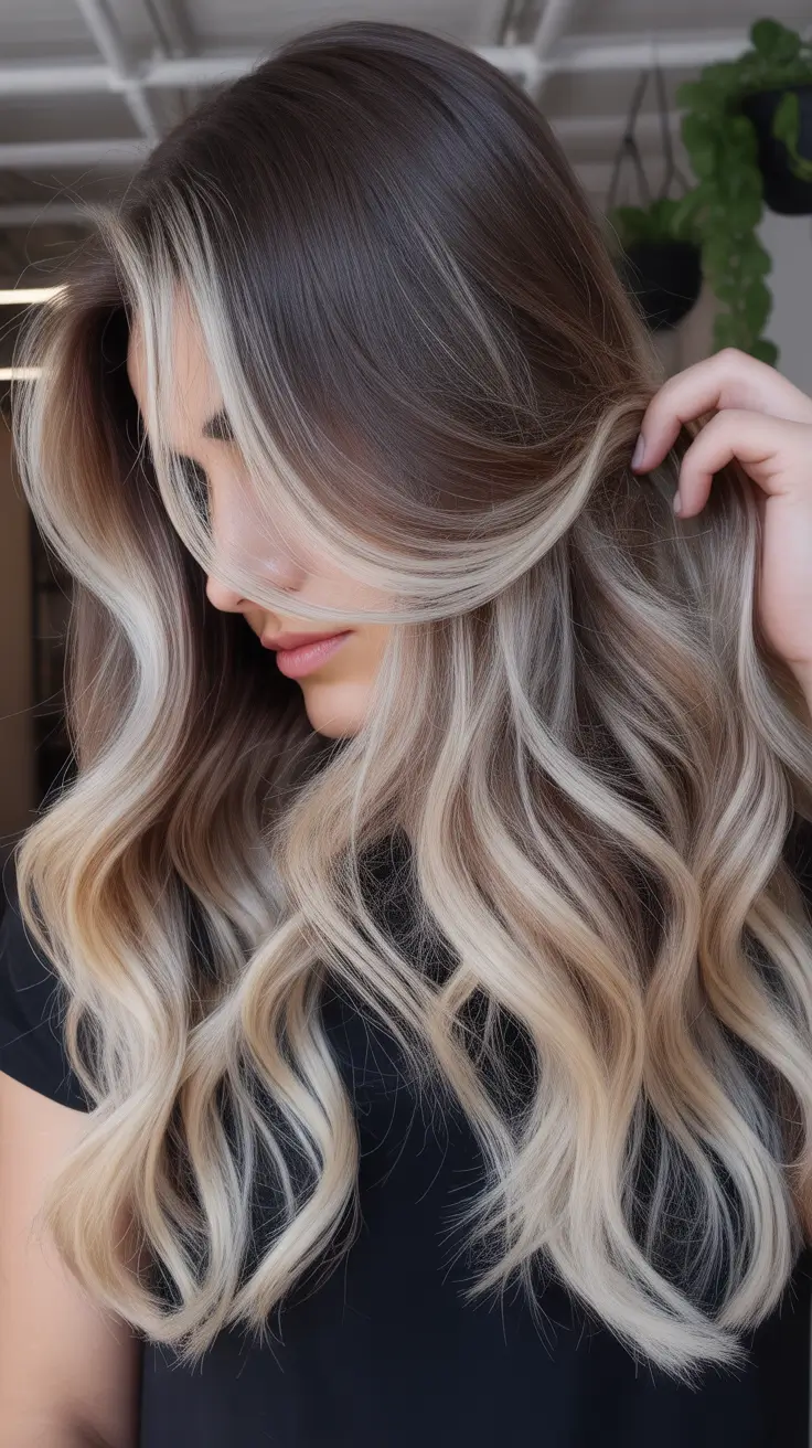 fall brunette hair color ideas Creamy Blonde Balayage Fade