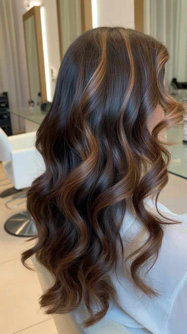 fall brunette hair color ideas Rich Chocolate Brown with Auburn Highlights