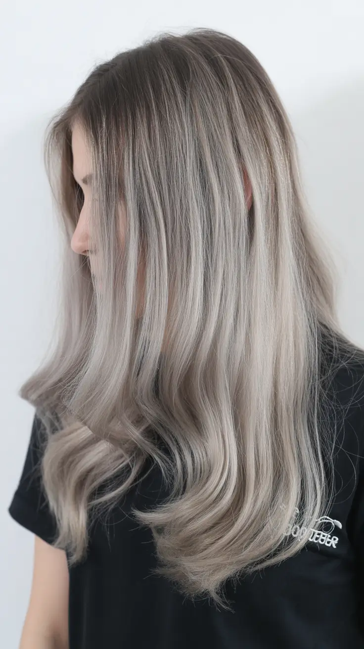 fall brunette hair color ideas Ash Brushed Silver Brunette