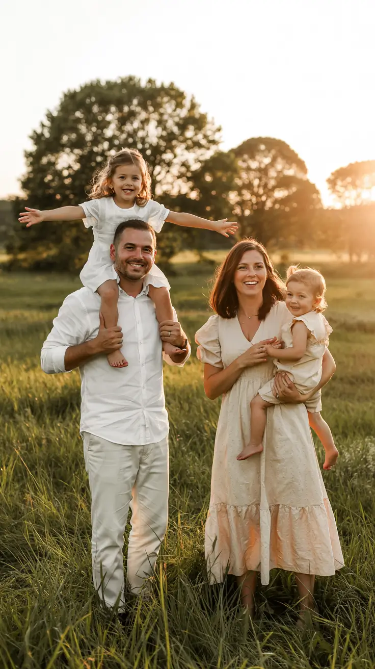 fall family photo outfits Golden Hour Creams and Soft Shapes