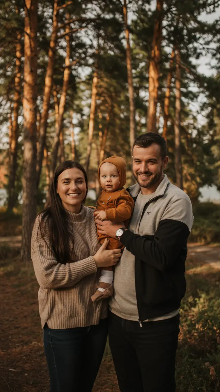 fall family photo outfits outdoor Soft Utility Vibes for a Forest-Lit Moment