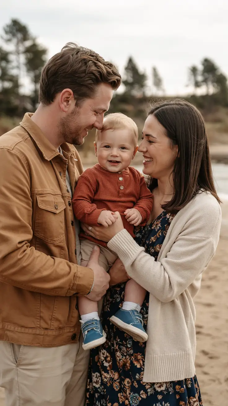 fall family photo outfits outdoor casual Earthy Tones and Hooded Charm in Pine Forest Light