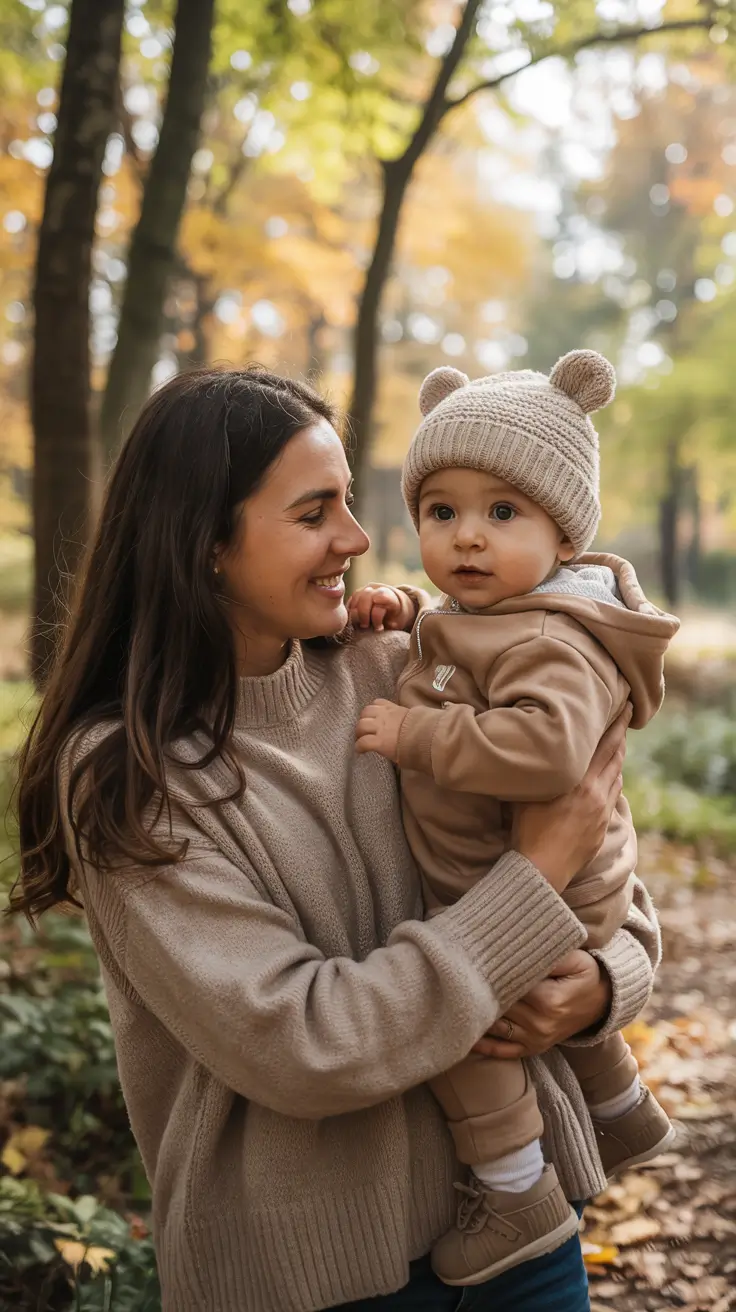 fall family photo outfits cozy Playful Bear-Eared Style with Fall Neutrals