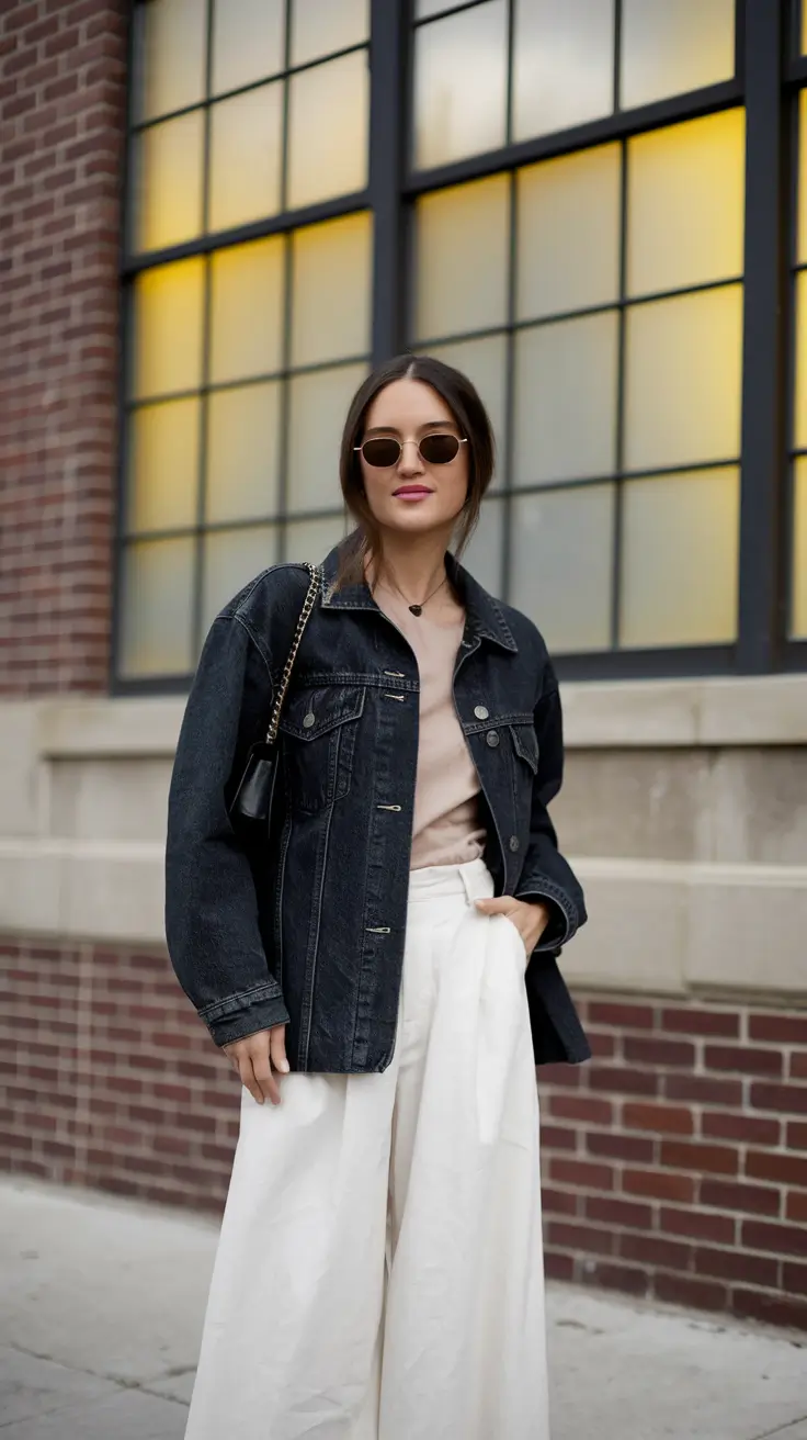 fall fashion outfits Denim Utility and Wide-Leg Elegance