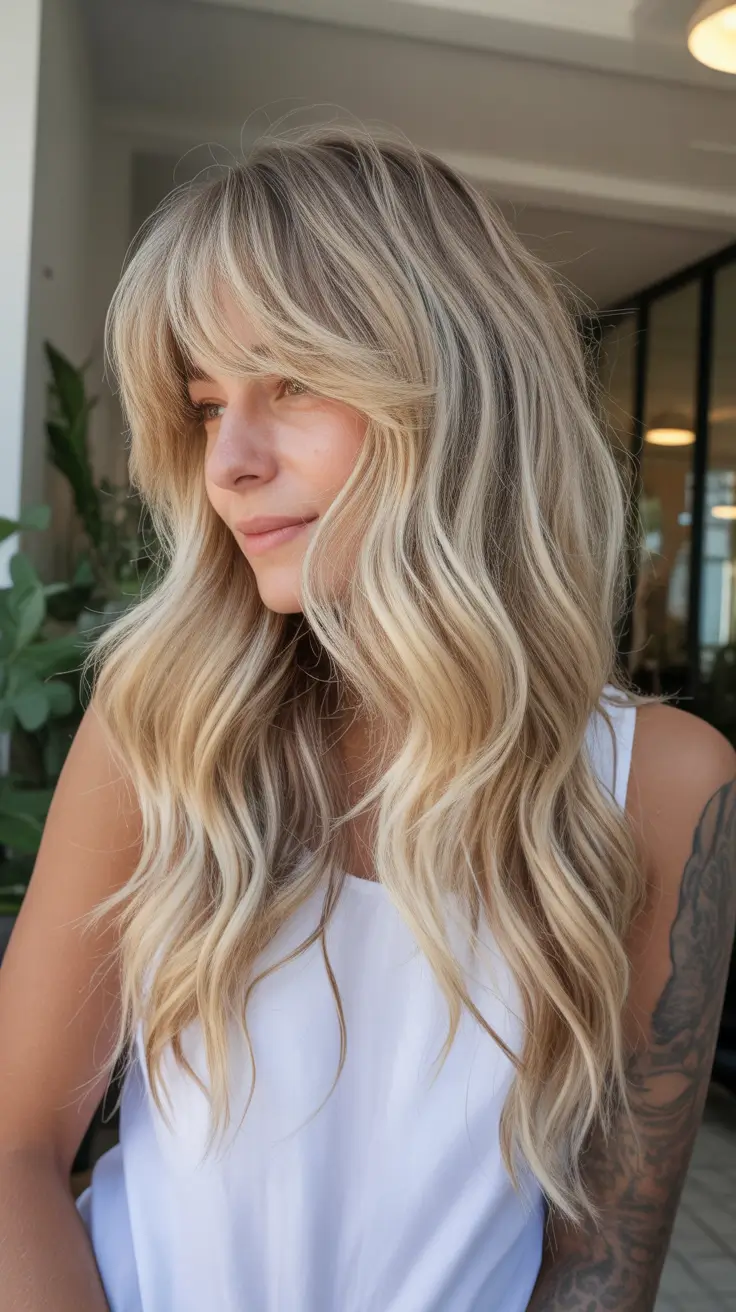 fall hair color for blondes Soft Layers and Golden Bangs That Whisper Autumn