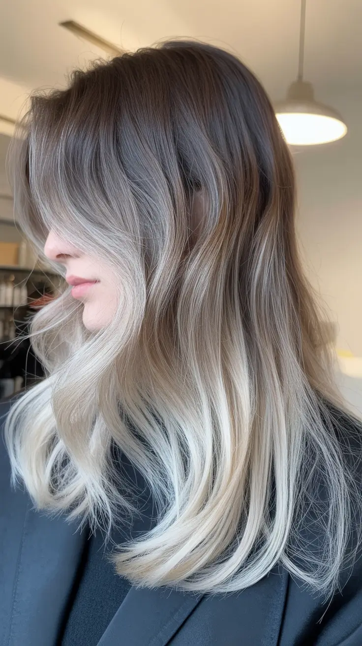 fall hair color for blondes Muted Melt with Ashy Brunette Roots