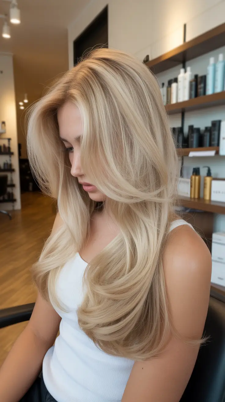 fall hair color for blondes Dimensional Blowout with Root Depth