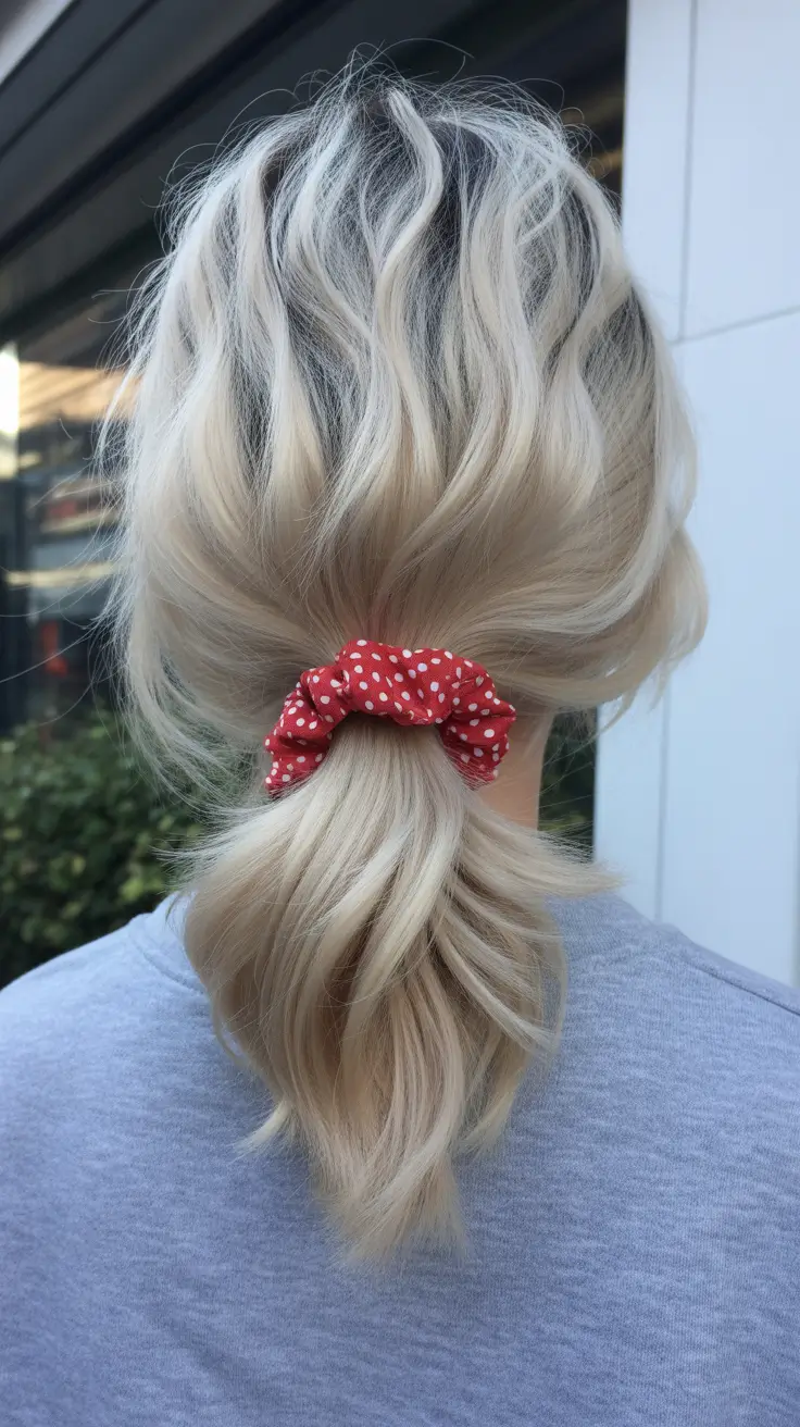 fall hair color for blondes Messy Mid-Pony with a Pop of Texture