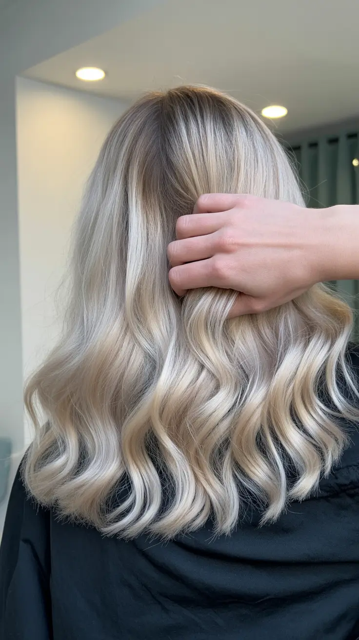 fall hair color for blondes ash Wheat-Toned Waves with a Cool Ash Base