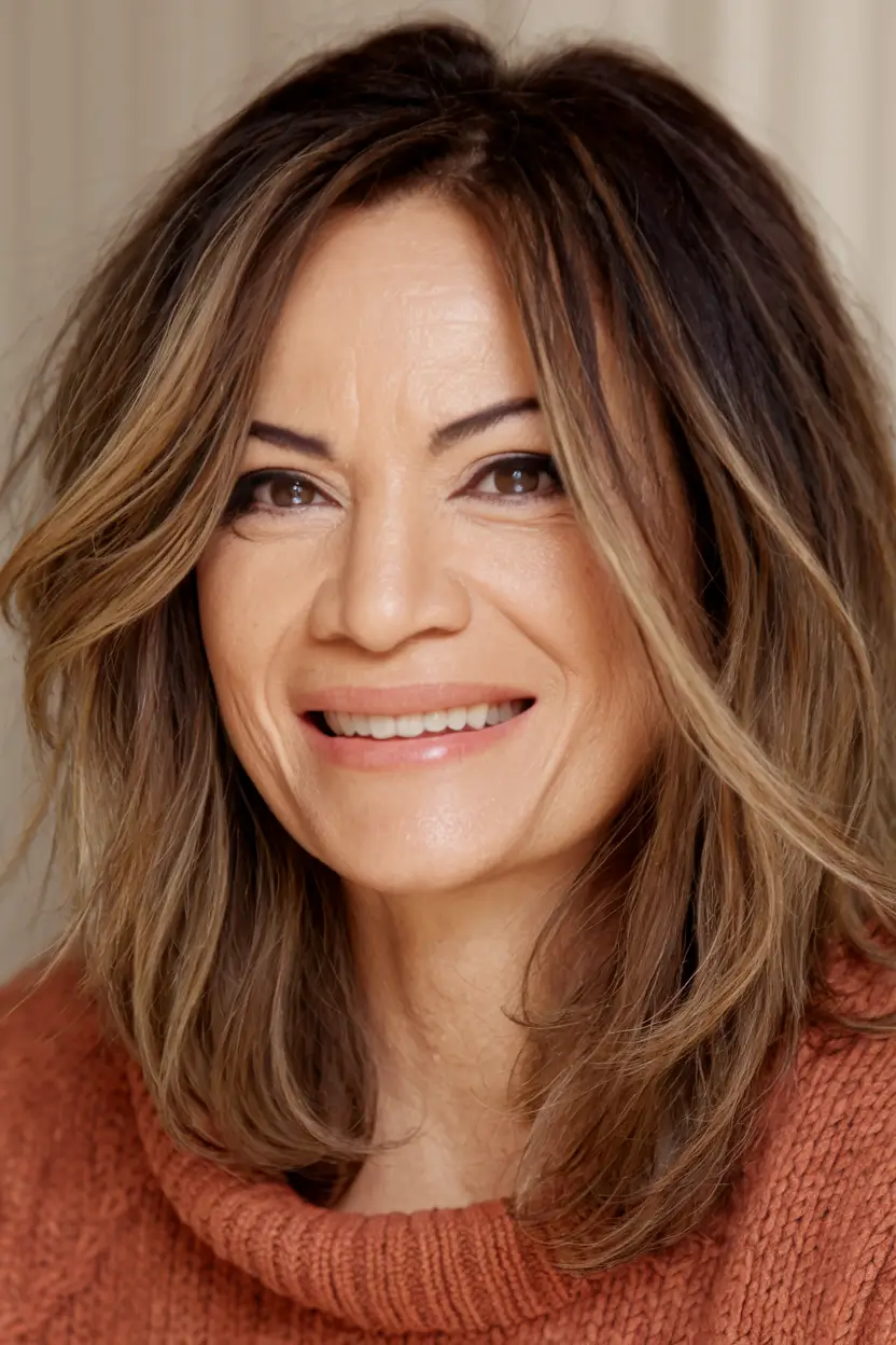fall hair color for older women over 40 long hairstyles Rooty Beige Bob with Face-Framing Lightness