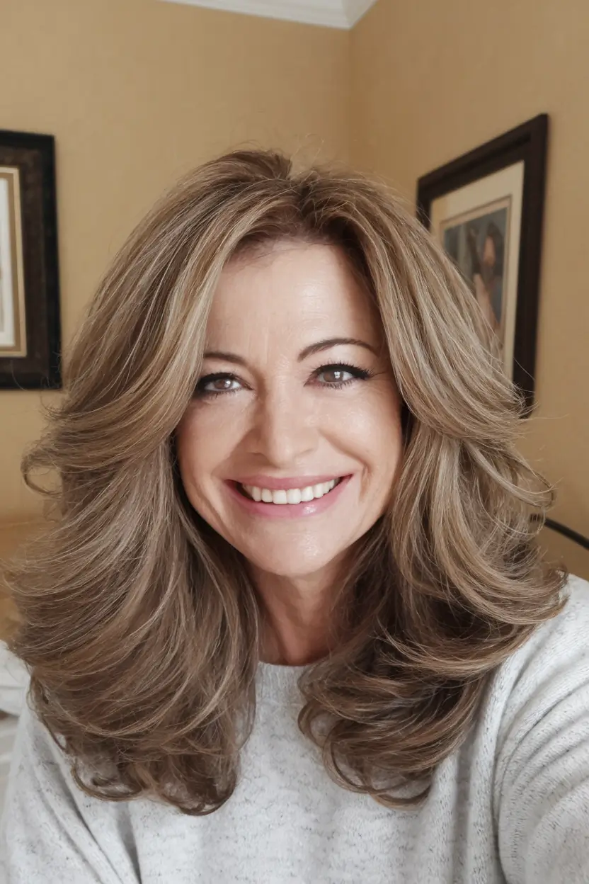 fall hair color for women over 40 colour classy Honeyed Sand Blonde with Classic Volume
