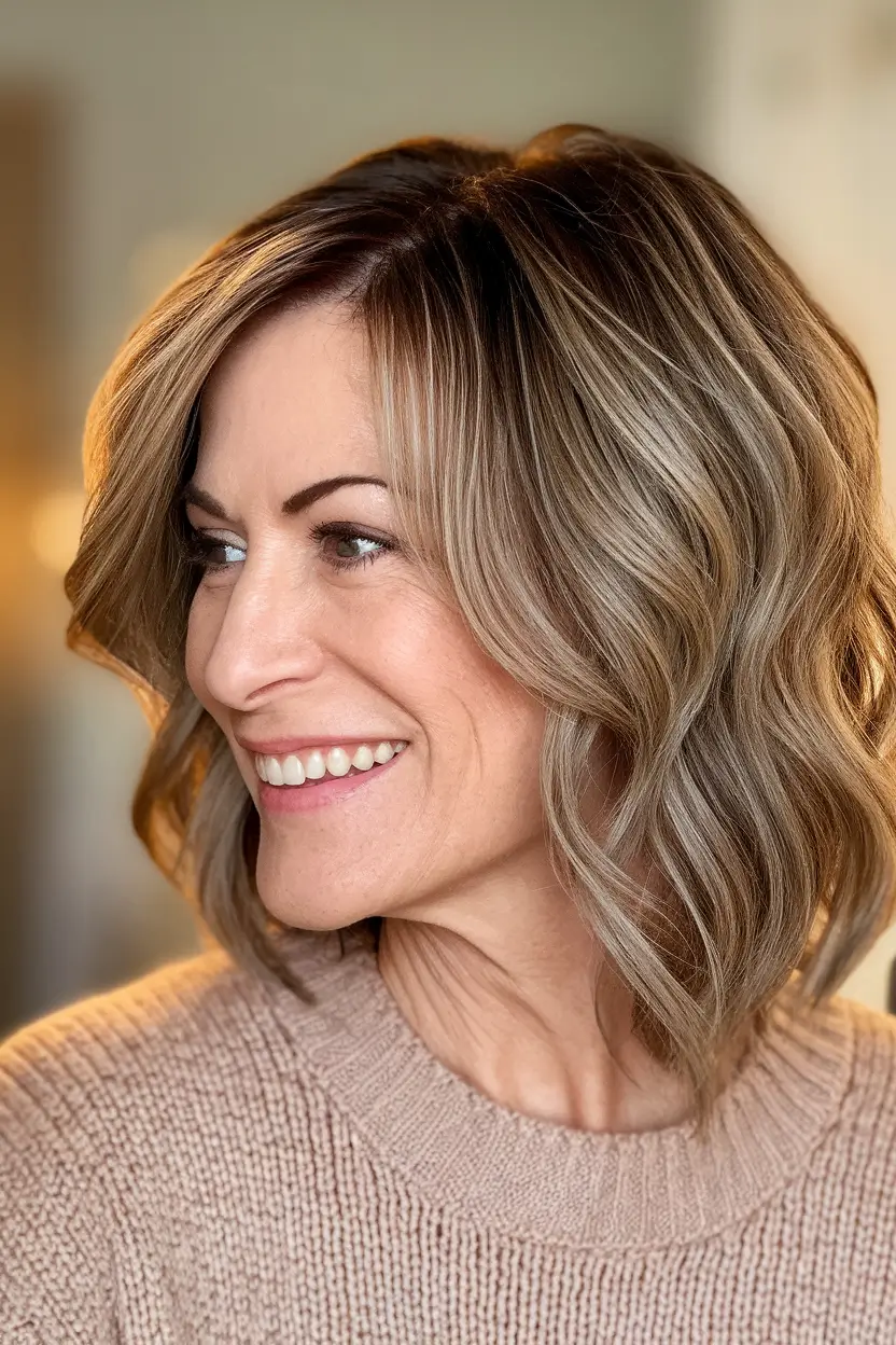 fall hair color for women over 40 colour shoulder length Toasted Almond Waves with Subtle Depth