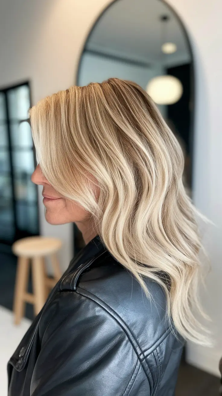 fall hair color women over 50 Buttery Honey Blonde with Lived-In Layers