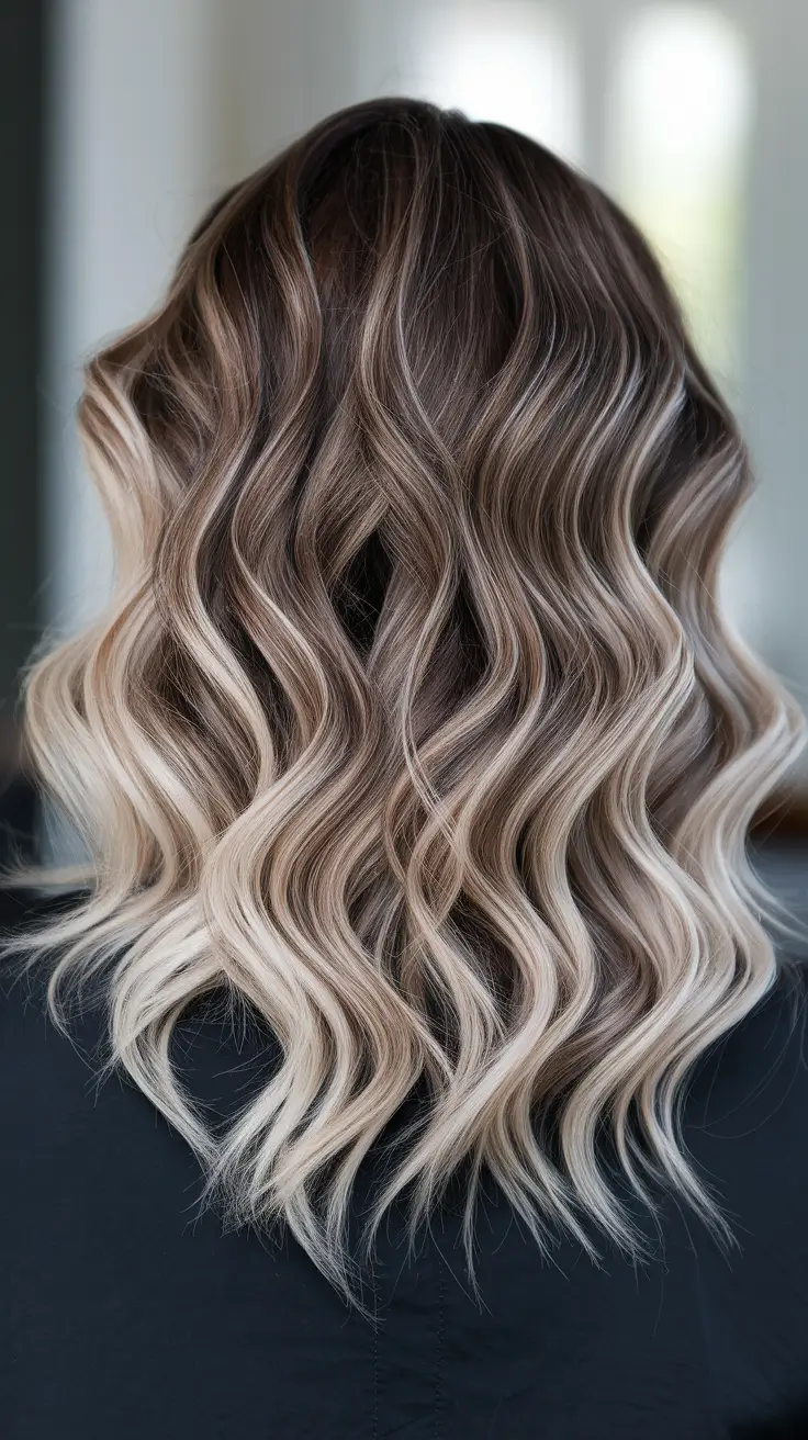 fall hair color women over 50 Neutral Mocha Melt with Icy Ends