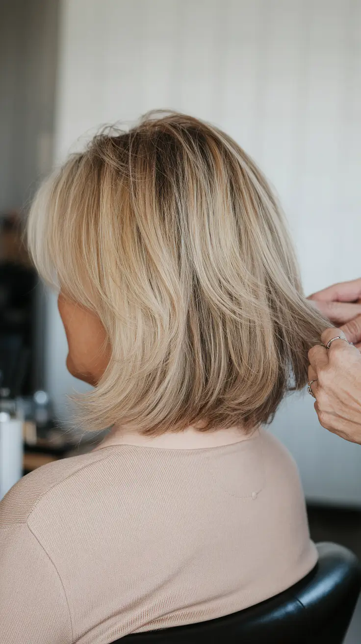 fall hair color women over 50 Golden Butter Blonde with Feathery Layers