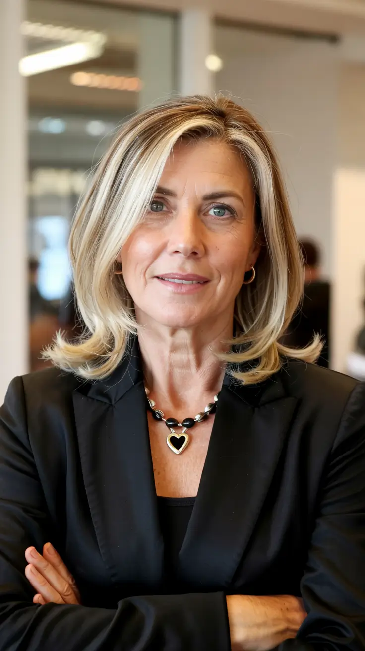 fall hair color for women over 60 Honey Blonde Business Bob with a Polished Edge