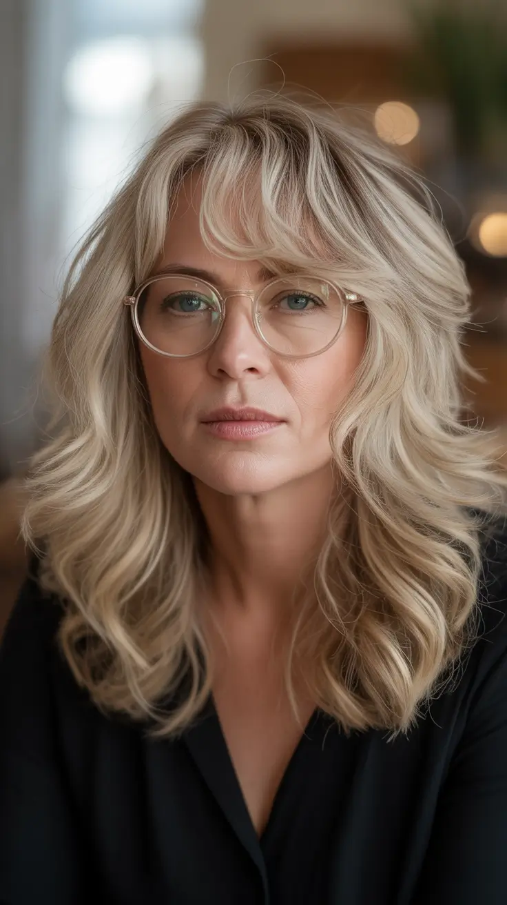 fall color deep wave hair Buttercream Blonde with Wispy Curtain Layers