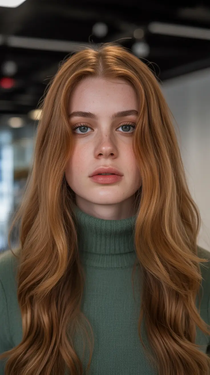 2025 Fall Hair Color Guide for Deep Skin Tones Layered Copper Lob with Undone Volume