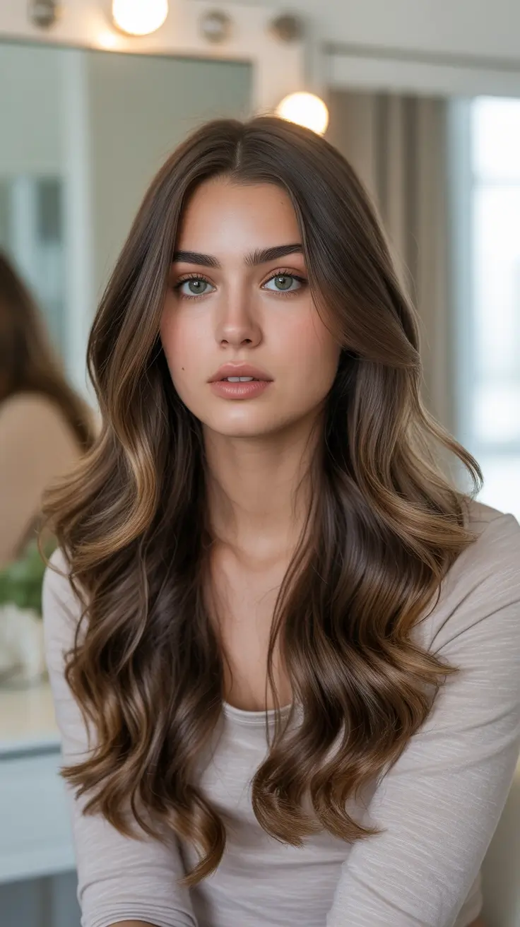 fall hair colors skin tone Chocolate Waves with Icy Light Ash Tips