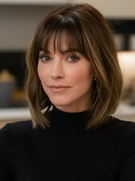 haircut with bangs short Classic Bob with Blunt Micro-Bangs